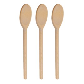 12 Inch Long Wooden Spoons for Cooking - Oval Wood Mixing Spoons for Baking, Cooking, Stirring - Sauce Spoons Made of Natural Beechwood - Set of 3