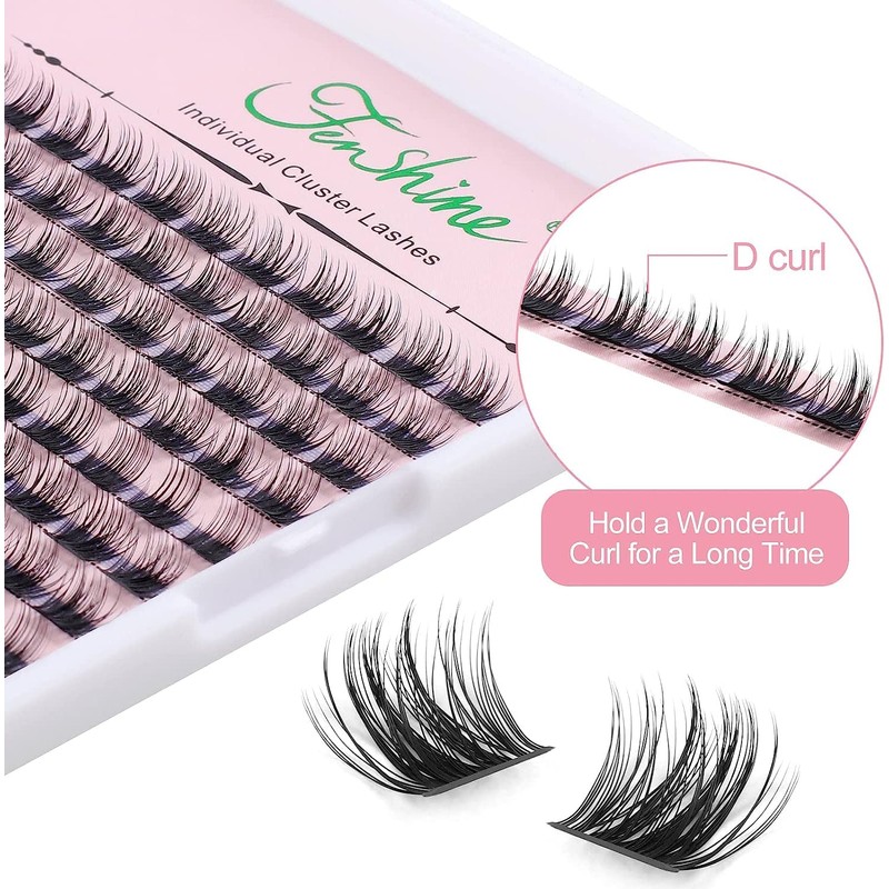 Fenshine Cluster Lashes Individual Lashes Wide Stem C/D Curl 9-15