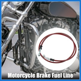 VekAuto 140cm 55.12" Motorcycle Braided Brake Clutch Oil Hoses Pipe Red Auto Accessories