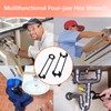 2 Pcs Four-jaw Hex Wrench, Basin Wrench Set,Tight Spaces Maintenance