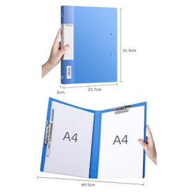 Costowns Bi-Fold Double Clip File Horizontal Vertical Binder Clipboard A3 A4 Holds 100 Document Papers, 0.2 inch (6.5 mm) Thick PP Material Document Contract Folder, Office Supplies, Employment