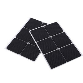 Non-Slip Rubber Furniture Pads, 12Pcs Wood Floor Protector Pad Table Chair Leg Floor Protectors Square Rubber Feet Self-Adhesive Protector Set(Black)