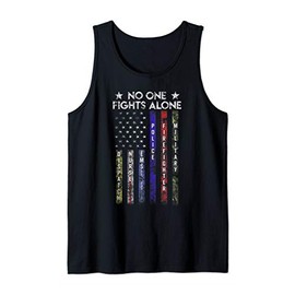 USA Flag Thin Line Military Police Nurse No-One Fight Alone Tank Top