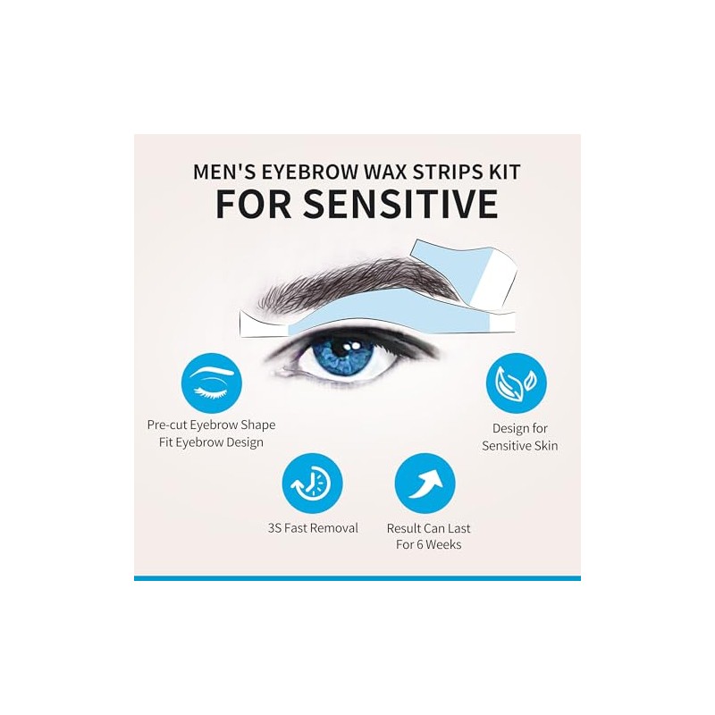 Beauty7 Men‘s Eyebrow Waxing Strips for Sensitive Skin, 24 Strips