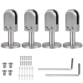 Proster Glass Clamp 4PCS 8mm Glass 40mm Rod Stainless Steel 304 Glass Clip Clamp Glass Balustrade Clamp Adjustable Glass Clip for Staircase Handrail Balustrade Fence