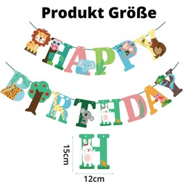 DazzJoy Happy Birthday Garland Animals, Jungle Safari Decoration Birthday Garland, Children's Birthday Decoration, Garland Birthday Boy, Birthday Garland Children, Forest Animals Birthday Decoration,