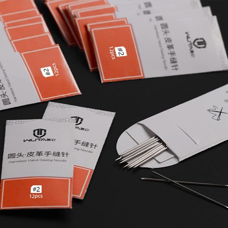 WUTA 24 Pcs Leather Sewing Needles with Black Wood Case,