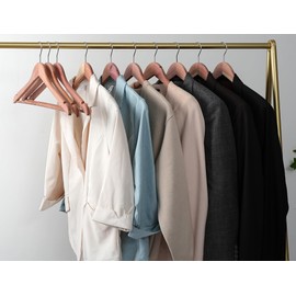 American Red Cedar Wooden Coat Suit Hangers, Wood Skirt Dress Hangers, Smooth Cut Notches- 360°Flexible Hook- Solid Non-Slip Bar 10 Pack-Natural - HL03N