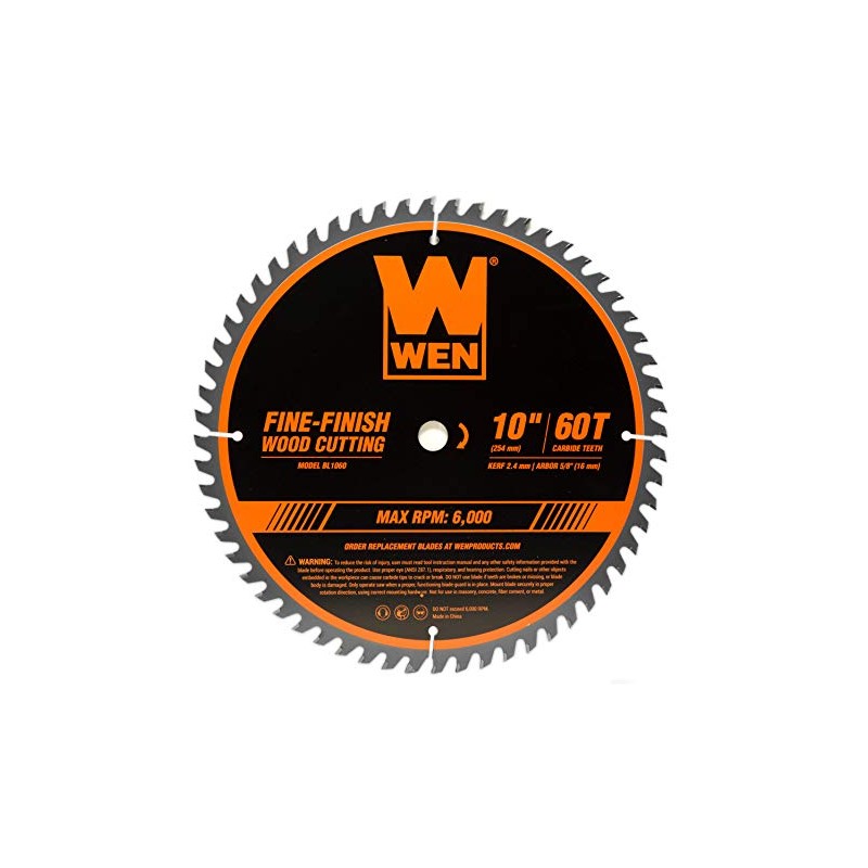 WEN BL1060 10-Inch 60-Tooth Fine-Finish Professional Woodworking Saw Blade for