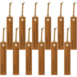 Geyee 12 Pcs Christian Bookmark Bible Verse Leather Bookmark Bible Bookmark Inspirational Christian Gifts for Men Women Book Lover Prayer Father's Day