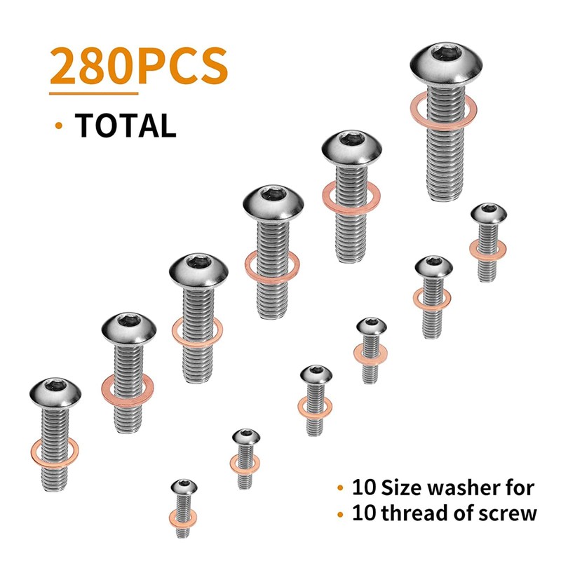 ELECTRAPICK 10 Sizes 280pcs-O Ring Washers Set, Flat Ring Seal