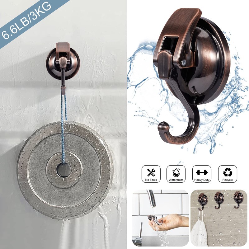 Strong Suction Cup Hook, Vacuum 2 Pieces, Load Capacity 11.0