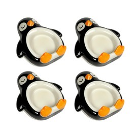 Bicuzat Cute Penguin Shaped Ceramic Sauce Dishes, Seasoning Dishes, Sushi Soy Dipping Bowls, Mini Appetizer Plates,Small Serving Bowls, 5.5 Inches, Set of 4
