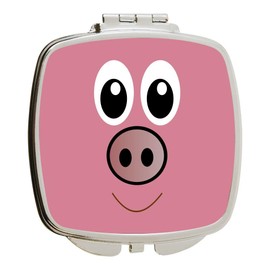 Island Gifting - Pink Pig Design - Square Compact Mirror - Travel Mirror
