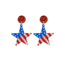 July 4th Independence Day Earrings Sparkly Acrylic Stars Red White Blue Drops Stars Falling Earrings Holiday Party Patriotic Women's Jewelry-5
