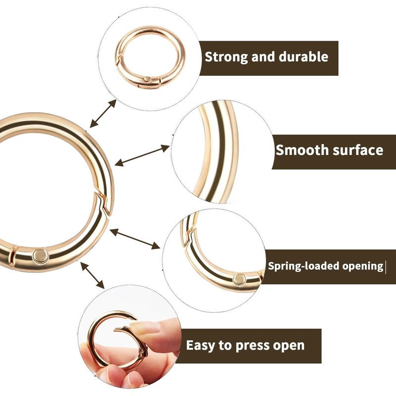 YUNYU 24Pack Spring O Rings, 13/16/19/25mm Gold & White Round