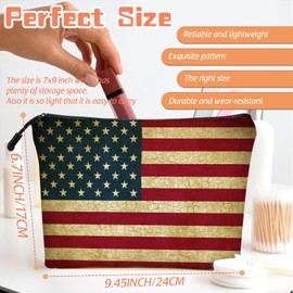 Scribesense Makeup Bag Travel Makeup Organizer Waterproof Cosmetic Bag Pouch with Zipper 6.7x9.45in for Women Female Friend Mom - Vintage United States of America Flag