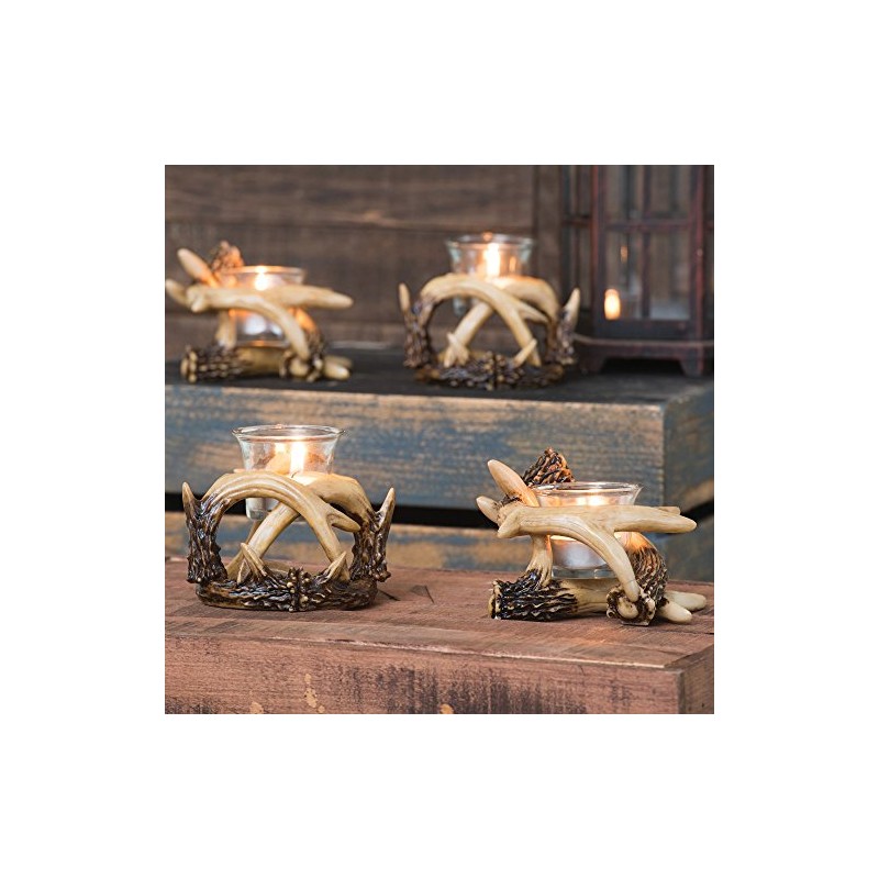 BLACK FOREST DECOR Antler Votive Candle Holders (Set of 2)