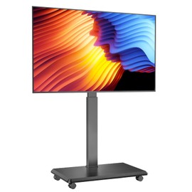 Afaloona Rolling TV Stand, Portable Mobile TV Stand for 32-75 Inch TVs up to 110 lbs, 18 Adjustable Heights, Max VESA 600x400mm, Rolling TV Cart on Wheels with Mount for Bedroom, Office, Outdoor