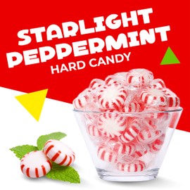 Starlight Peppermint Mints | 1 Pound Bag - Approx. 75 Count | Old Fashioned Hard Candy | Hard Candy Individually Wrapped for Office Bowls & Holiday Buffets