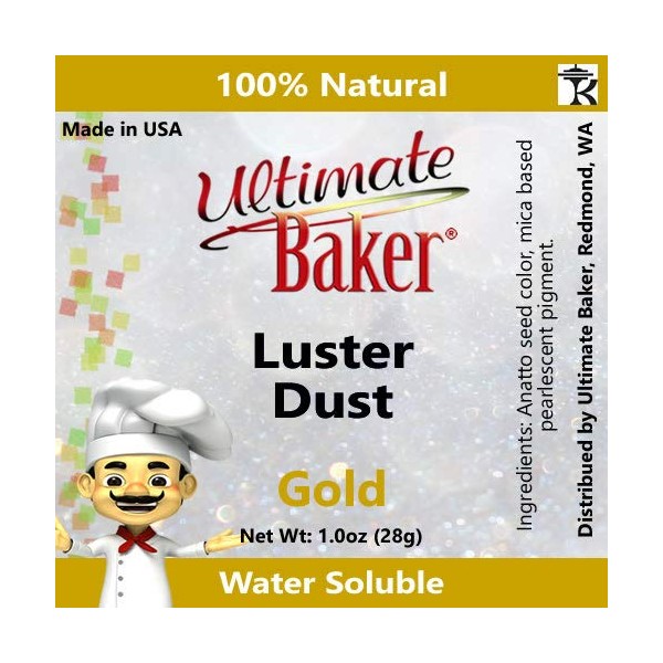 Ultimate Baker Gold Luster Dust - Kosher Certified Natural Gold Dusting Powder (1oz)
