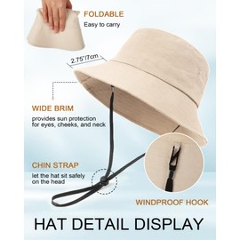 Zylioo XX-Large Linen Bucket Hat for Big Heads,Breathable Sun Protection Fishing Hats Beige