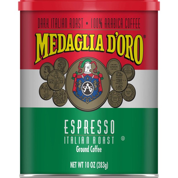 Medaglia D'Oro Italian Roast Espresso Style Ground Coffee, 10 Ounces (Pack of 12)