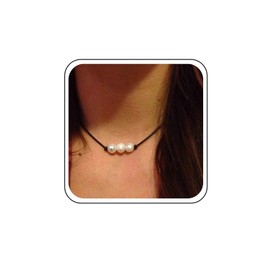 Xmsrn Vintage Black Suede Choker Necklace Pearl Pendant Necklace Boho Pearl Choker Necklace Short Black Leather Necklace Black Leather Choker Necklace for Women