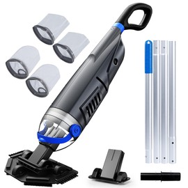 Cordless Pool Vacuum with 2 Cleaning Heads, 18.5 GPM Powerful Suction, 72'' Extension Pole, Easy to Use, Rechargeable Swimming Pool Cleaner for Inground Pools/Above Ground Pool(4 Collection Filters)