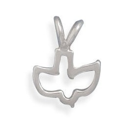 JewelryWeb 925 Sterling Silver Cut Out Descending Dove Pendant Necklace With Split Bale Design 12.5mmx16.5mm Charm-Pendant for Women