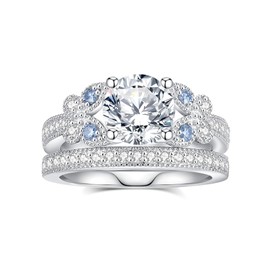 Boieiyftrp 2.5CTTW Moissanite Bridal Ring Sets For Women D Color VVS1 round Cut Butterfly S925 Sterling Silver Plated 18k White Gold Engagement Wedding Promise Anniversary Ring (7)