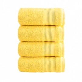 HALLEY - Toallas de algodón turco (4 unidades), súper suaves, altamente absorbentes, 100% algodón, para baño y cocina, para el día de la madre, color amarillo limón