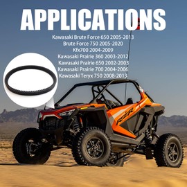 Drive Belt Compatible with 2005-2013 Kawasaki Brute Force 650, 2004-2009 Kfx700, 2002-2003 Prairie Kawasaki Prairie 650, Heavy Duty Drive Belt Replacement: 59011-0003, 59011-0019