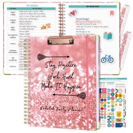 Ospelelf Undated Spiral Bound Planner Daily, Weekly and Monthly Planner, Pink Teacher Planners 12 Month 8.5 x 11