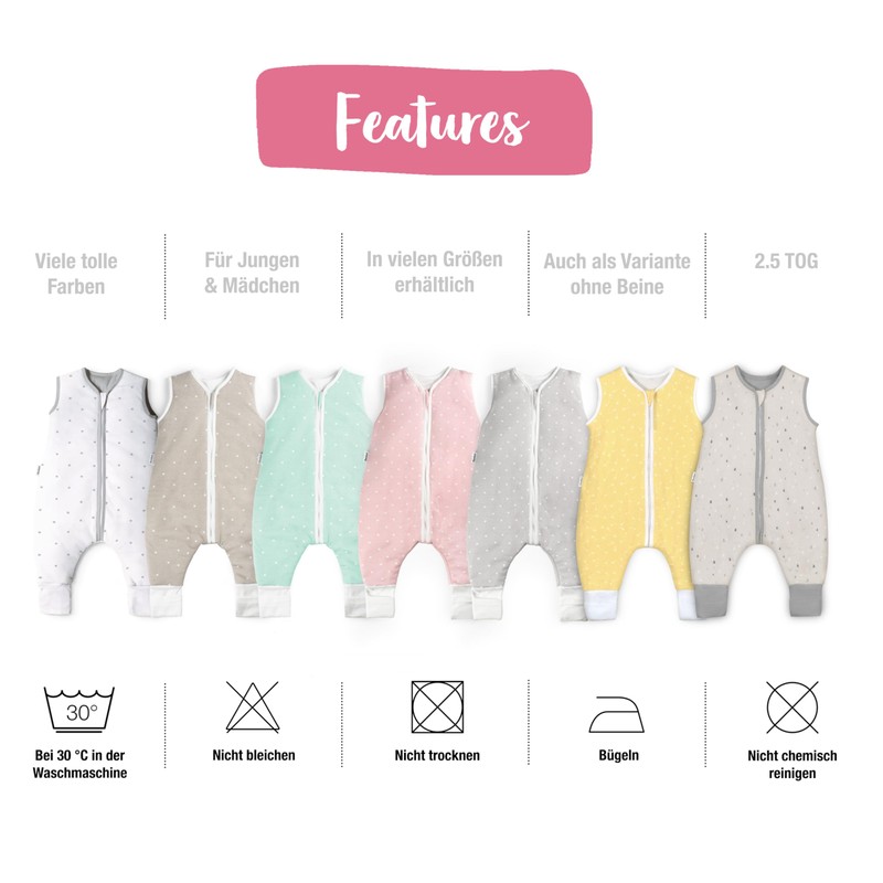 Ehrenkind® Baby Sleeping Bag with Legs Organic Cotton All-Year-Round Various