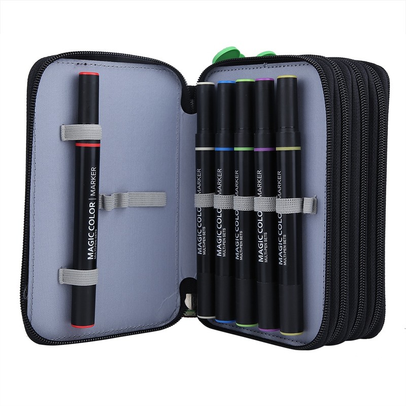 72 Slots Colorful Student Fabric Pen Bag Pencil Pouch Box