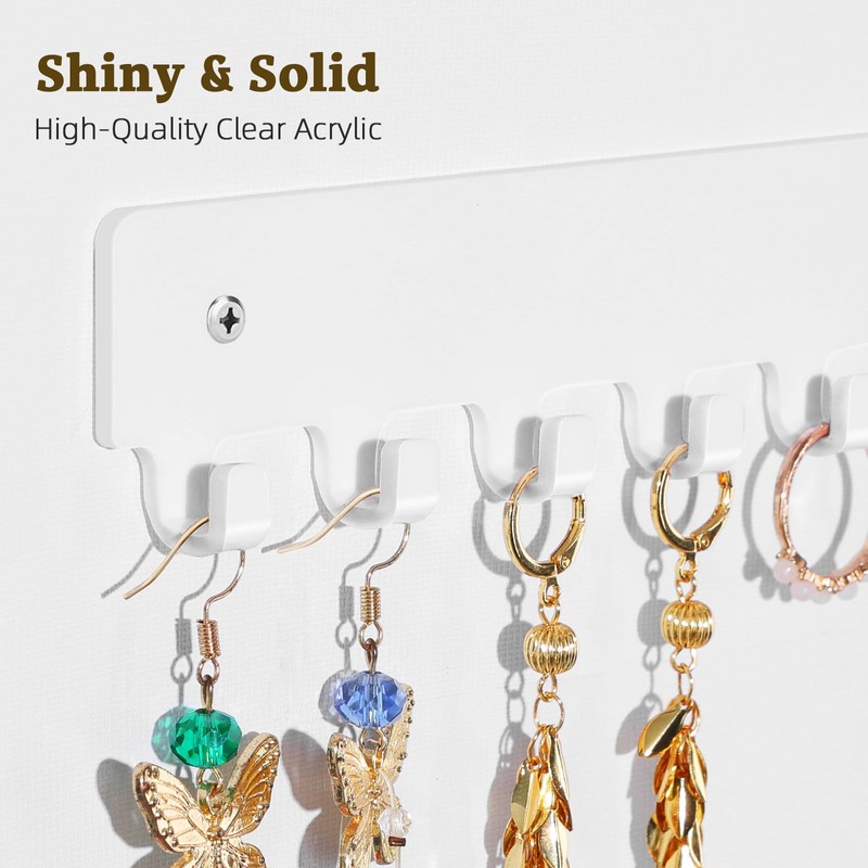 Acrylic Necklace Holder 2 Pack Wall Mounted Necklace Organizer Hanging