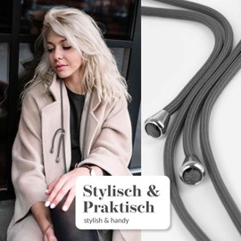 moex Unleash für Nubia RedMagic 10 Air Handyband zum Umhängen ohne Hülle, Handykette Universal mit Karabiner, Handy Band abnehmbar, Kette mit Pad für Handyhülle, Grau, Silber