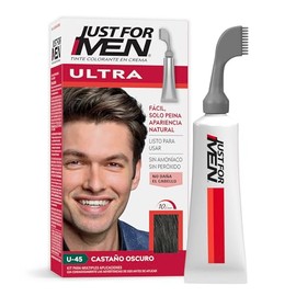 Just For Men Ultra, Tinte para Canas, Castaño Oscuro U45, con Cepillo de Fácil Aplicación, 35g