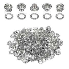 QUARKZMAN Pack of 50 Eyelets 4.5 mm Inner Diameter Brass Eyelets Metal Eyelets Rustproof Tarpaulin Eyelets Grommet Kit with Washers Eyelets for Banner Leather Shoes Handbags Curtains Crafts, Silver