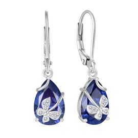 Rocayi Butterfly Drop Dangle Earrings 925 Sterling Silver Teardrop Leverback Earrings December Birthstone Tanzanite Jewelry for Women