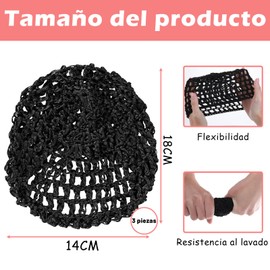 3 Piezas Red Para Cabello, Redecilla De Malla, Hair Nets For Buns, Malla Para Cabello, Redes Para Cabello Cocina, Redecilla Suave De Malla, Conjunto De Cabello Grande, Accesorios De Adorno