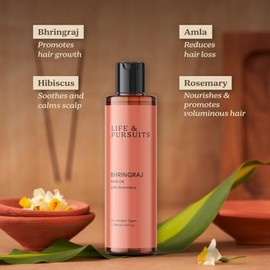 Life & Pursuits Bhringraj - Aceite para el cabello, 6.8 onzas líquidas, aceite ayurvédico para el crecimiento del cabello para hombres y mujeres, acei