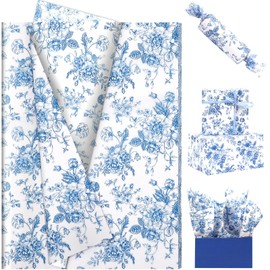 60 Sheets Blue White Floral Tissue Paper, 20x14 Inch Chinoiserie Peony Printed Gift Wrapping Tissue for Vantage Wedding Birthday Bridal Shower Party Decor (Blue)