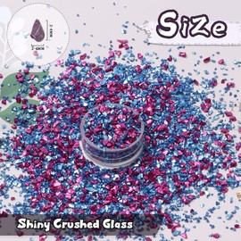 Crushed Glass Craft Glitter for Resin, Irregular Metallic Crystal Chips Sprinkles Chunky Glitter Shiny Nail Sequins Flakes for Nail Art DIY Jewelry Making Decoration Vase Filler (2-4 mm)