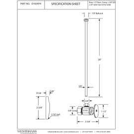 Westbrass Toilet Kit - 5/8 in. OD x 3/8 in. OD x 20 in. Flat Head in Polished Chrome