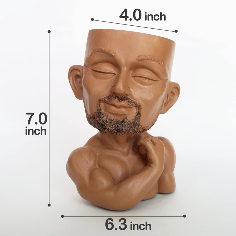 COMODID Beefcake Face Planter Pots Head Planter Man Face Planters