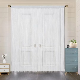 HSYLYM String Door Curtain Window Decorations Room Divider Room Decorations Single Curtain for Window,W79"xL79",White