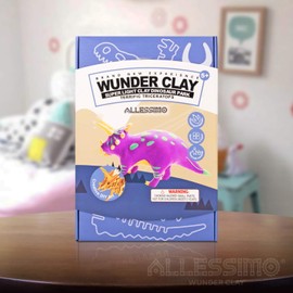 Allessimo - Wunderclay 3D Air-Dry Clay Puzzle Triceratops Clay Kit for Boys Girls, Jigsaw Assembly Puzzles for Ages 5+