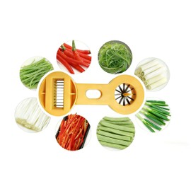 2-in-1 Green Onion Slicer & Green Bean Slicer, Manual Vegetable Shredder with Stainless Steel Blades, Kitchen Gadget for Scallion, Leek, Garlic Sprout, Chili, String Beans, Safe and Easy to Use